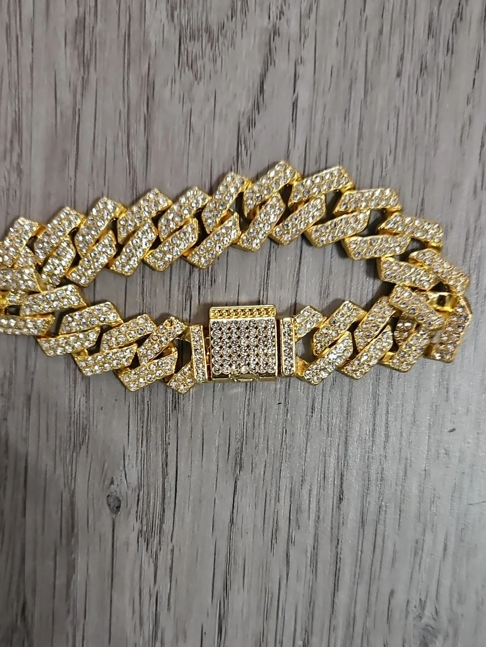 Gold-Tone Men Pave Cuban Link Necklace, Bracelet, Watch & Ring Set